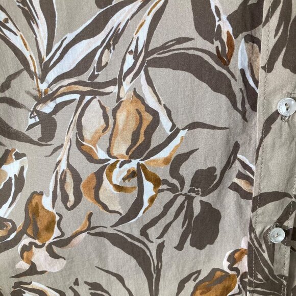 Mens Devred 1902 Extra Slim Fit Floral Button Shirt Tan Brown XL Made in France - Picture 5 of 8